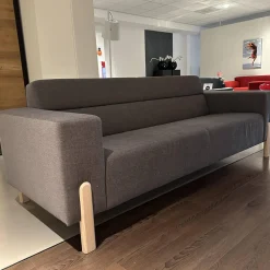 Havee Meubelen 3-Sitzer-Sofas|Sofa Sticky Bezug Stoff Steppe 83 Grau Hohe Rückenlehne Füße Eiche Kreideweiß