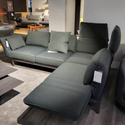 Rolf Benz Ecksofas|Sofa Stoff 24 516 Flaschengrün Grün Grau Gestell Stahl Feinstruktur RAL 7022 Umbragrau Pulverbeschichtet Matt