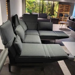 Rolf Benz Ecksofas|Sofa Stoff 24 516 Flaschengrün Grün Grau Gestell Stahl Feinstruktur RAL 7022 Umbragrau Pulverbeschichtet Matt