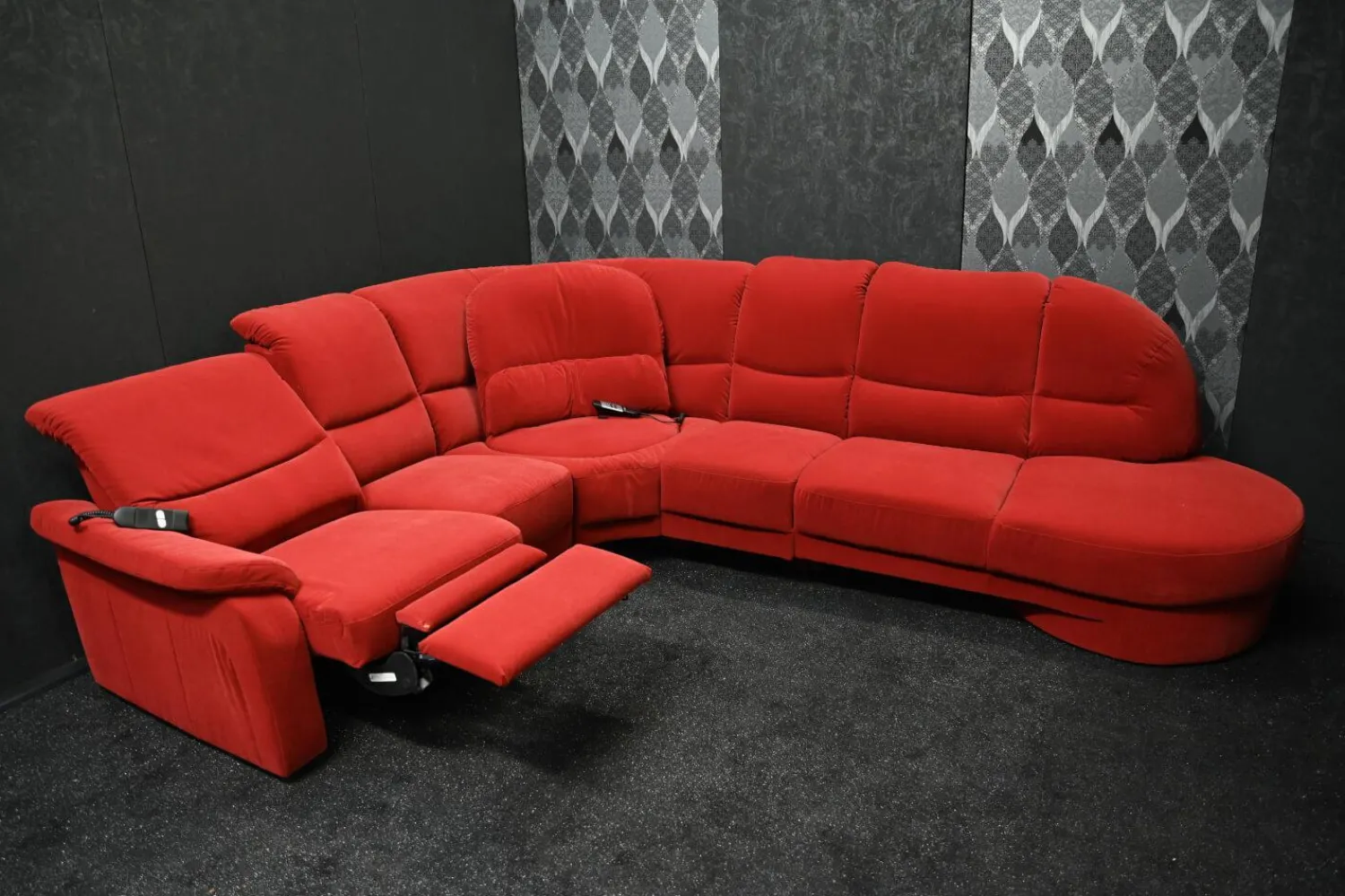 Creativ Polska Ecksofas|Sofa Stoff Nanova Terracotta Denise II mit Elektrischer Relaxfunktion und Drehecke