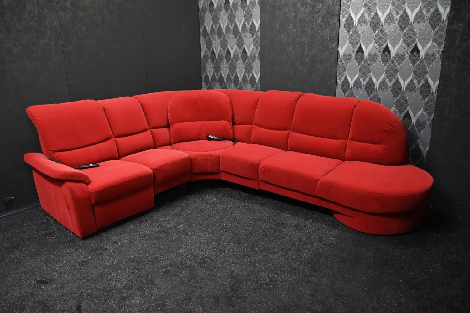 Creativ Polska Ecksofas|Sofa Stoff Nanova Terracotta Denise II mit Elektrischer Relaxfunktion und Drehecke