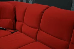 Creativ Polska Ecksofas|Sofa Stoff Nanova Terracotta Denise II mit Elektrischer Relaxfunktion und Drehecke