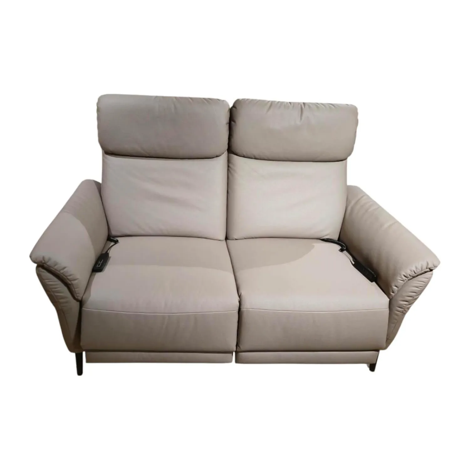 Mondo 2-Sitzer-Sofas|Sofa Sunatra Stoff Caballo Light Grey Grau Metallfuß Schwarz Matt Mit Motorischer Herz Waage Funktion