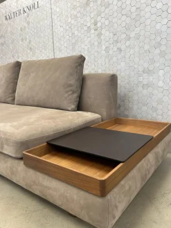 Walter Knoll Daybeds & Recamieren|2-Sitzer-Sofas|Sofa Tama Living 821 Leder Velvet 1484 Hazelnut Braun Gestell Nussbaum Mit Splint Geölt Mit Kissen Und Tablett