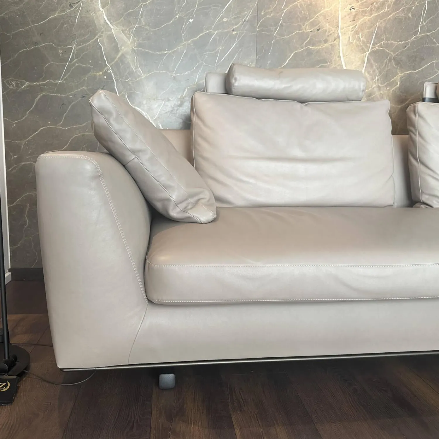 Walter Knoll 2-Sitzer-Sofas|Sofa Tama Living Leder Elen Taupe 1406 Beige Gestell Eiche Geflammt Inklusive Kissen