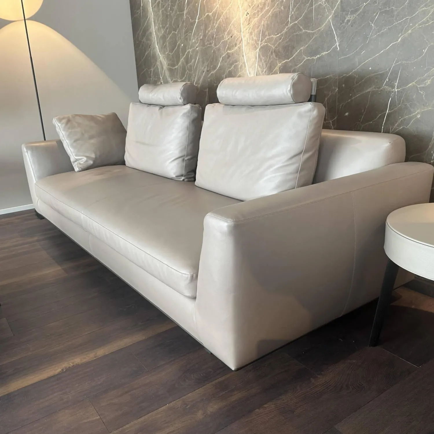 Walter Knoll 2-Sitzer-Sofas|Sofa Tama Living Leder Elen Taupe 1406 Beige Gestell Eiche Geflammt Inklusive Kissen