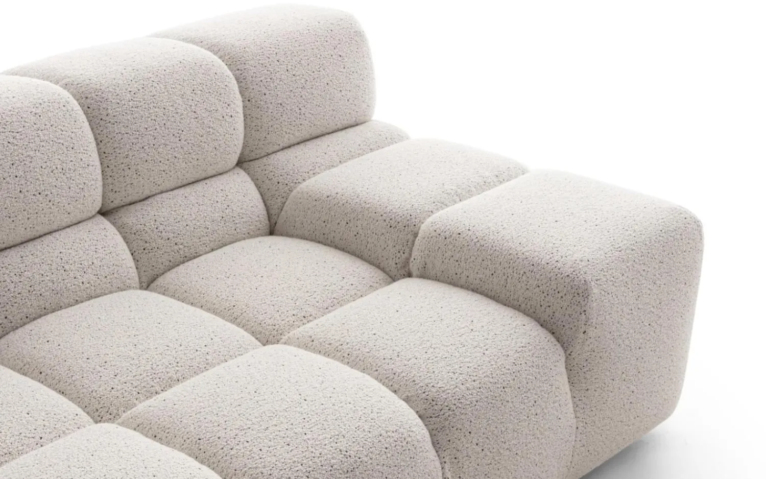 B&B Italia 3-Sitzer-Sofas|Sofa Tufty Time Stoff Bouclé Sambuco Weiß Innenrahmen Stahlrohre Füße Schwarz Mit Kissen