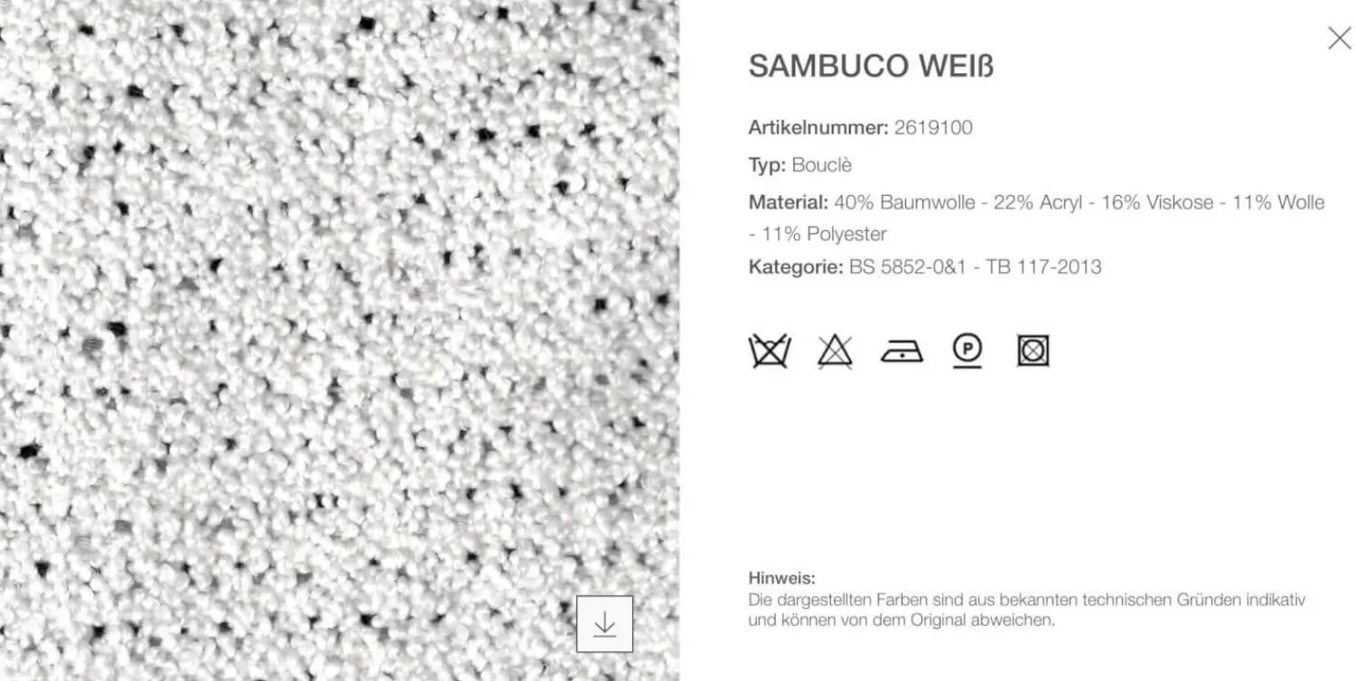 B&B Italia 3-Sitzer-Sofas|Sofa Tufty Time Stoff Bouclé Sambuco Weiß Innenrahmen Stahlrohre Füße Schwarz Mit Kissen