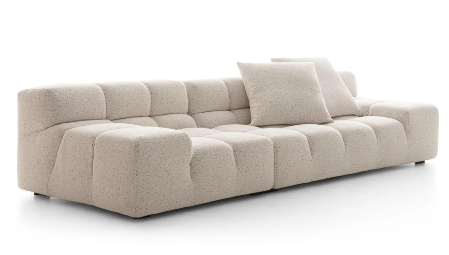 B&B Italia 3-Sitzer-Sofas|Sofa Tufty Time Stoff Bouclé Sambuco Weiß Innenrahmen Stahlrohre Füße Schwarz Mit Kissen