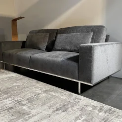 Brühl 2-Sitzer-Sofas|Sofa Und Hocker Airy Bezug Stoff 2813.95 Anthrazit Gestell Metall Chrom Glänzend