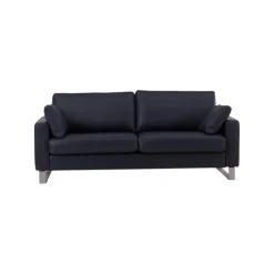 Werther 2-Sitzer-Sofas|Sofa Variation 108 Leder L7060C Dunkelblau Füße Edelstahlkufen Silber Inklusive Kopfteilkissen