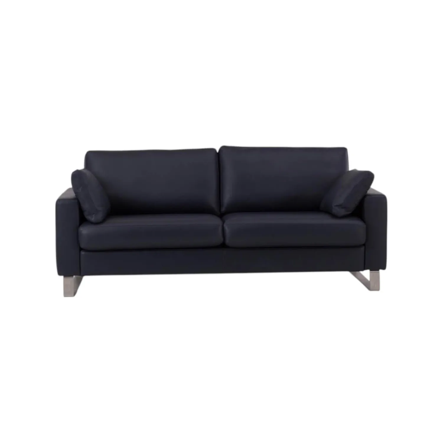 Werther 2-Sitzer-Sofas|Sofa Variation 108 Leder L7060C Dunkelblau Füße Edelstahlkufen Silber Inklusive Kopfteilkissen