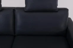 Werther 2-Sitzer-Sofas|Sofa Variation 108 Leder L7060C Dunkelblau Füße Edelstahlkufen Silber Inklusive Kopfteilkissen