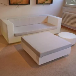 Vondom 2-Sitzer-Sofas|Sofa Vela Stoff Vinyl Silvertex Grau Außen Weiß