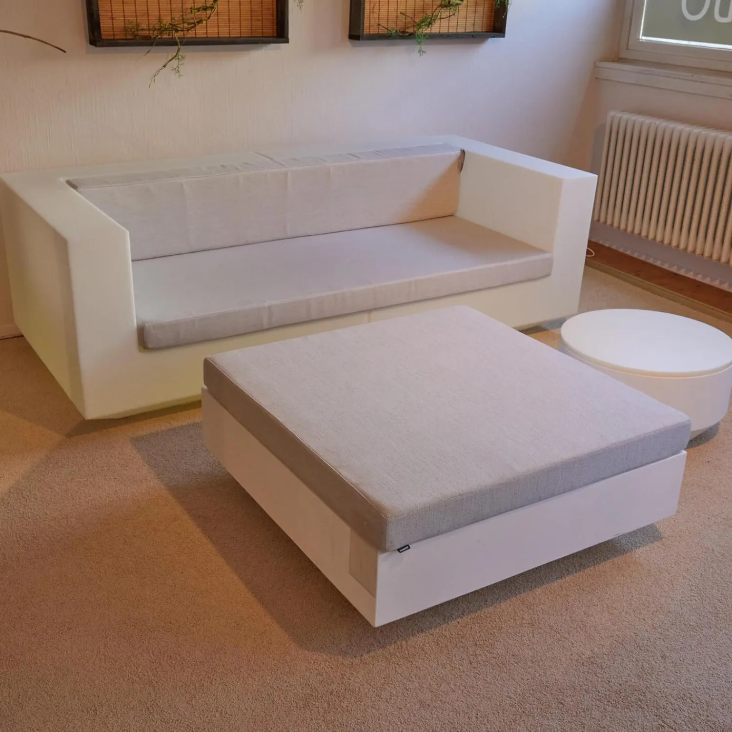 Vondom 2-Sitzer-Sofas|Sofa Vela Stoff Vinyl Silvertex Grau Außen Weiß