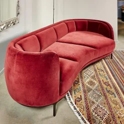 Wittmann 3-Sitzer-Sofas|Sofa Vuelta Lounge Bezug Stoff Velvet Bordeaux Rot Füße Bronze