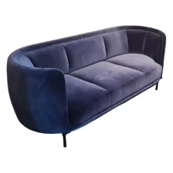Wittmann 3-Sitzer-Sofas|Sofa Vuelta Stoff E Velvet Navy Blau Füße Schwarz
