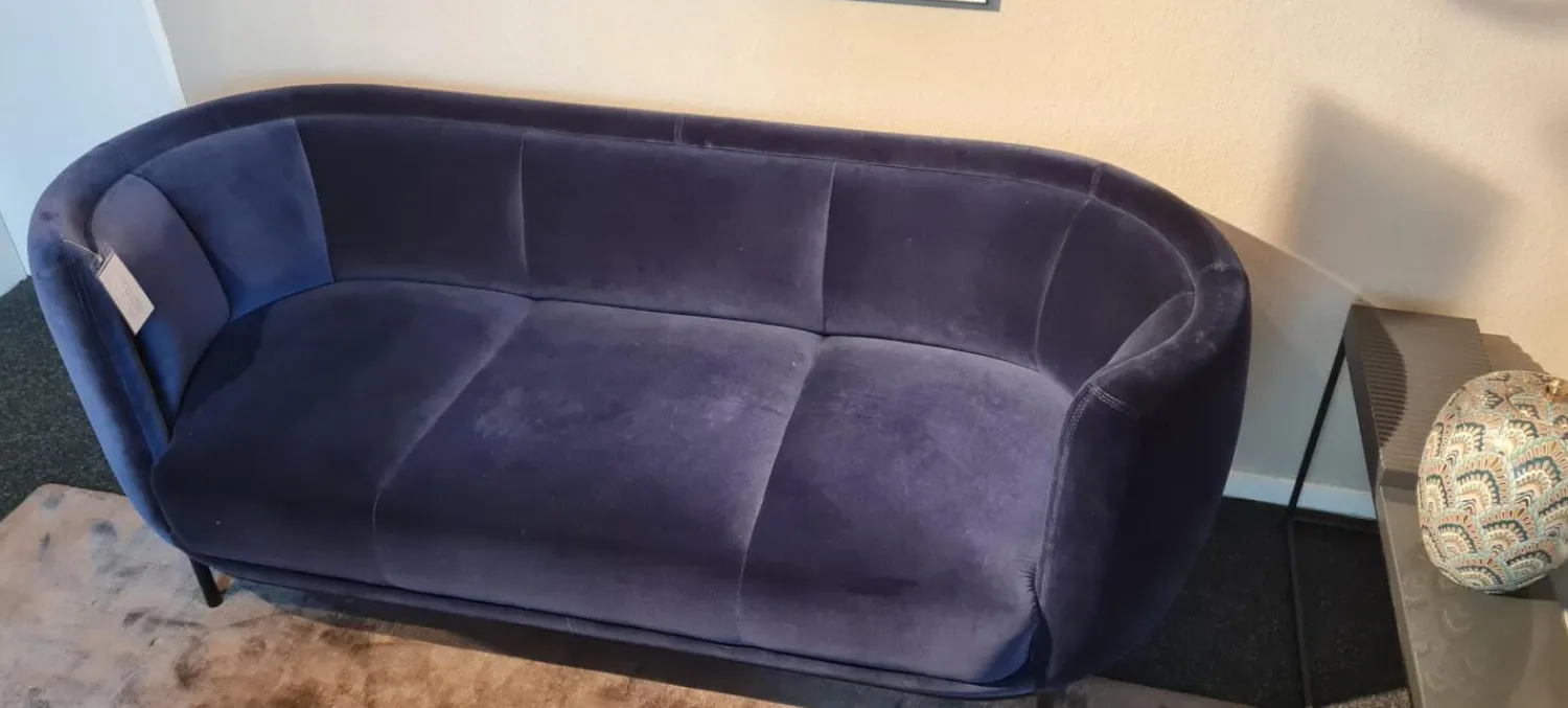 Wittmann 3-Sitzer-Sofas|Sofa Vuelta Stoff E Velvet Navy Blau Füße Schwarz