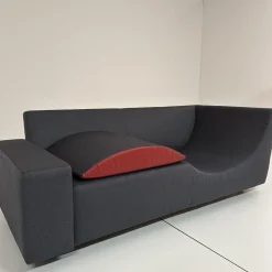 Werther 3-Sitzer-Sofas|Sofa Wave Bezug Stoff U2952G Grau Schwarz Einlegekissen Leder L9999B Rot Füße Buche Schwarz
