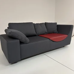 Werther 3-Sitzer-Sofas|Sofa Wave Bezug Stoff U2952G Grau Schwarz Einlegekissen Leder L9999B Rot Füße Buche Schwarz