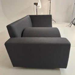 Werther 3-Sitzer-Sofas|Sofa Wave Bezug Stoff U2952G Grau Schwarz Einlegekissen Leder L9999B Rot Füße Buche Schwarz