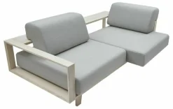 Softline Schlafsofas|Sofa Wood Stoff Vision 457 Silbergrau Rahmen Esche Natur Lackiert