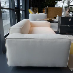 freistil Rolf Benz 2-Sitzer-Sofas|Sofabank 136 Stoff Rohi Credo Snow PG 7800 Weiß Stahlfuß Tiefschwarz RAL 9005