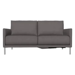 Rolf Benz 2-Sitzer-Sofas|Sofabank Cara Bezug Leder 38.107 Mittel Anthrazitgrau Metallspange Glanzchrom