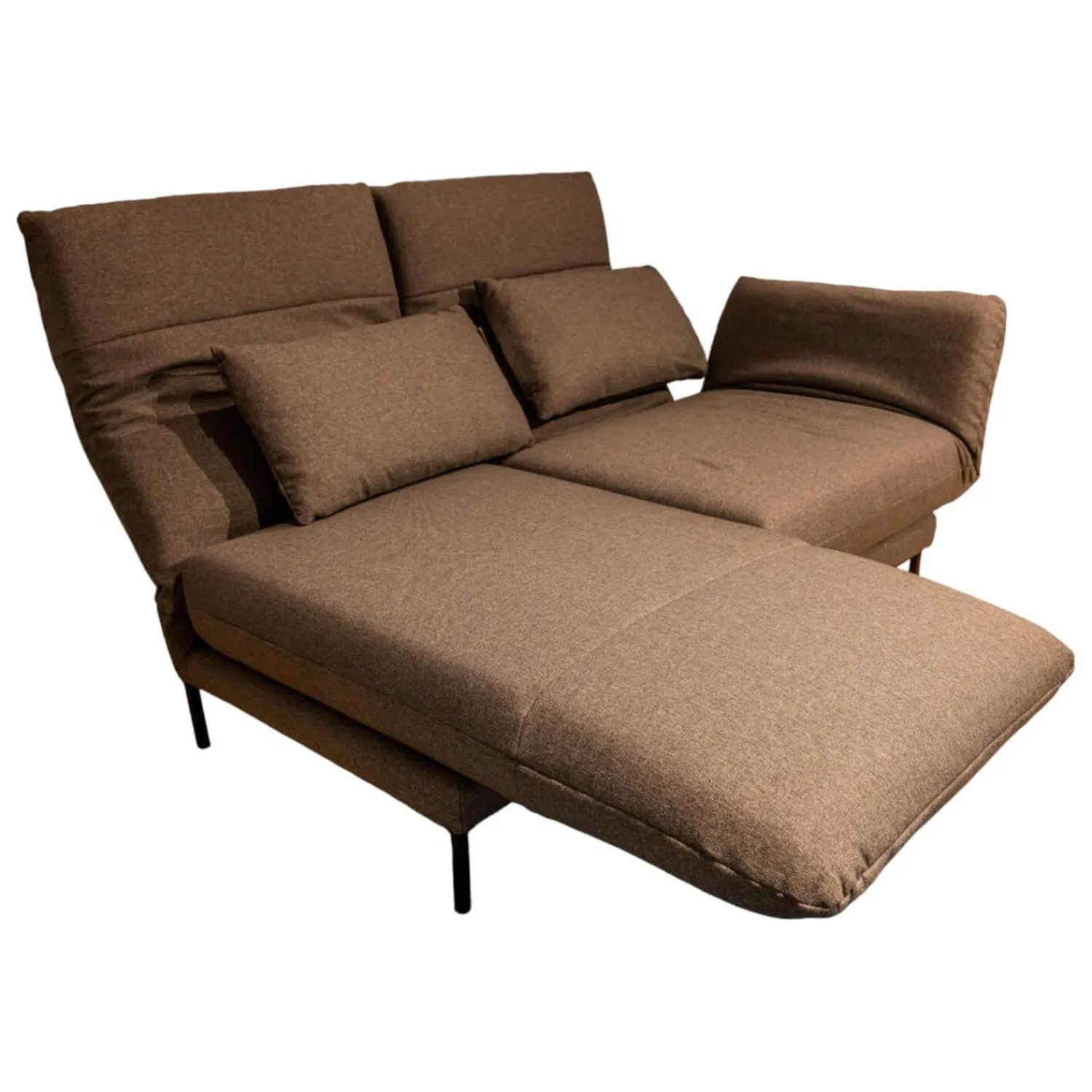 freistil Rolf Benz 2-Sitzer-Sofas|Sofabank Liege 140 Stoff 3041 Zeltgrau Winkelfuß Schwarz Mit Klappbaren Armteilen