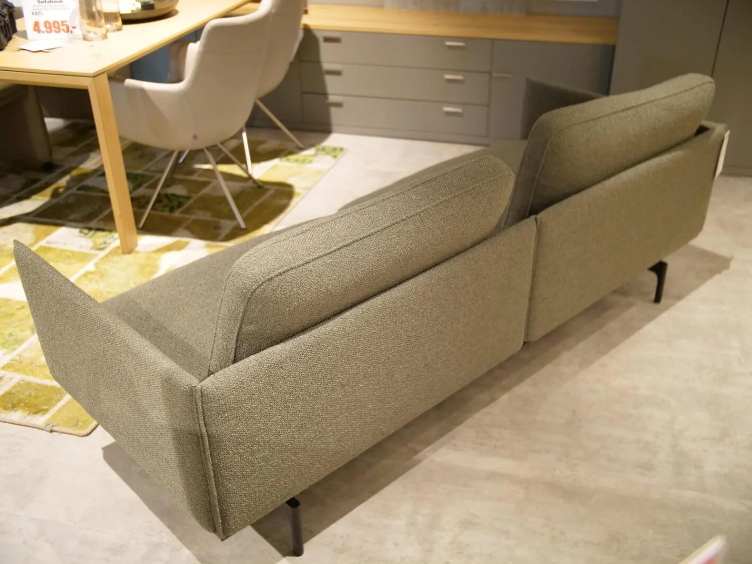 Rolf Benz 2-Sitzer-Sofas|Sofabank Liv Smart 536 Stoff 24.140 Grüngrau Gestell Aluminium Feinstruktur Pulverbeschichtet Matt RAL 9017 Schwarz Mit Rückenkissen