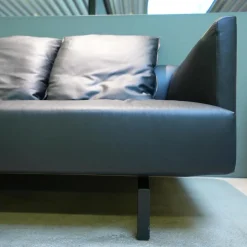 Walter Knoll Ecksofas|Sofaecke Muud C21 Leder Ascot Black Schwarz Kufen Matt Pulverbeschichtet Schwarz