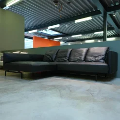 Walter Knoll Ecksofas|Sofaecke Muud C21 Leder Ascot Black Schwarz Kufen Matt Pulverbeschichtet Schwarz