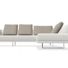 Walter Knoll Ecksofas|Sofaecke Prime Time Version B Stoff Bora Wool Kufen Aluminium Hochglanz mit Schwenkfunktion