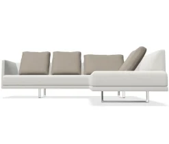 Walter Knoll Ecksofas|Sofaecke Prime Time Version B Stoff Bora Wool Kufen Aluminium Hochglanz mit Schwenkfunktion