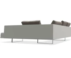 Walter Knoll Ecksofas|Sofaecke Prime Time Version B Stoff Bora Wool Kufen Aluminium Hochglanz mit Schwenkfunktion