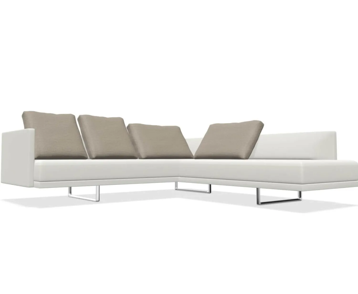 Walter Knoll Ecksofas|Sofaecke Prime Time Version B Stoff Bora Wool Kufen Aluminium Hochglanz mit Schwenkfunktion