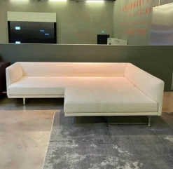 Walter Knoll Ecksofas|Sofaecke Prime Time Version B Stoff Bora Wool Kufen Aluminium Hochglanz mit Schwenkfunktion