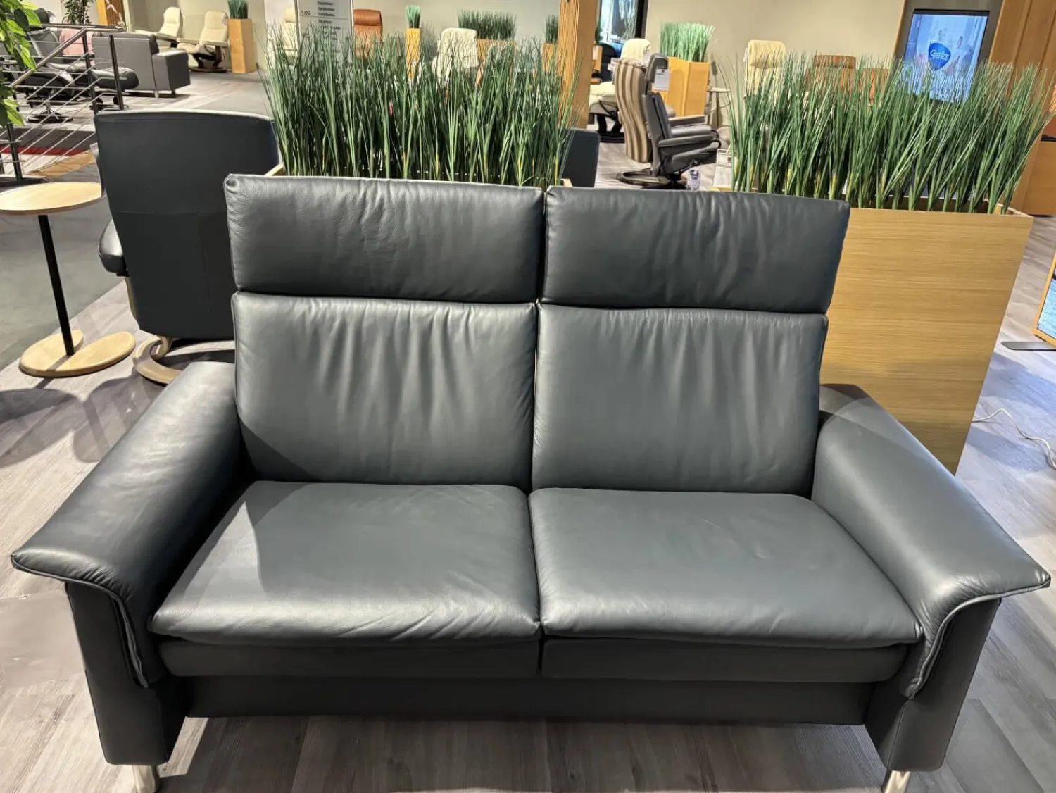 Stressless Polstergruppen|Sofagruppe Aurora Hoch Leder Paloma 094 Shadow Blue 31 Schwarz Blau Fuß 010 Stahl Poliertes Metall