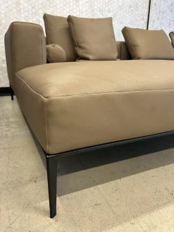 Walter Knoll Ecksofas|Sofagruppe Jaan Living 783 Leder Safari 1372 Clay Braun Grau Gestell Aluminium Schwarz Hochglanz Beschichtet Mit Kissen