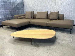 Walter Knoll Ecksofas|Sofagruppe Jaan Living 783 Leder Safari 1372 Clay Braun Grau Gestell Aluminium Schwarz Hochglanz Beschichtet Mit Kissen