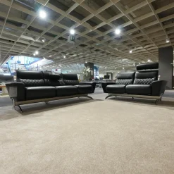 Stressless Polstergruppen|Sofagruppe Michelle Leder Cori 19 Schwarz Füße Aluminium Inklusive Kopfstütze