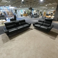 Stressless Polstergruppen|Sofagruppe Michelle Leder Cori 19 Schwarz Füße Aluminium Inklusive Kopfstütze