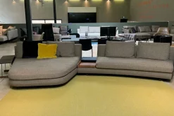 Walter Knoll Wohnlandschaften|Ecksofas|Sofagruppe Tama Living 822 Stoff Puro Mineral Grau Braun Kufen Nussbaum Geölt Inklusive Tischplatte Und Kissen