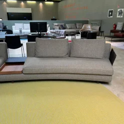 Walter Knoll Wohnlandschaften|Ecksofas|Sofagruppe Tama Living 822 Stoff Puro Mineral Grau Braun Kufen Nussbaum Geölt Inklusive Tischplatte Und Kissen