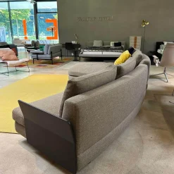 Walter Knoll Wohnlandschaften|Ecksofas|Sofagruppe Tama Living 822 Stoff Puro Mineral Grau Braun Kufen Nussbaum Geölt Inklusive Tischplatte Und Kissen