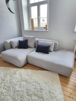 Hay Ecksofas|Sofakombination Mags Soft Stoff Ruskin Hellgrau 11 Inklusive Kissen