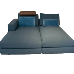 Weibelweibel 2-Sitzer-Sofas|Sofakombination Marlo Stoff Juna Petrolblau U1523J Blau Fuß Schwarz Mit Rückenkissen 903