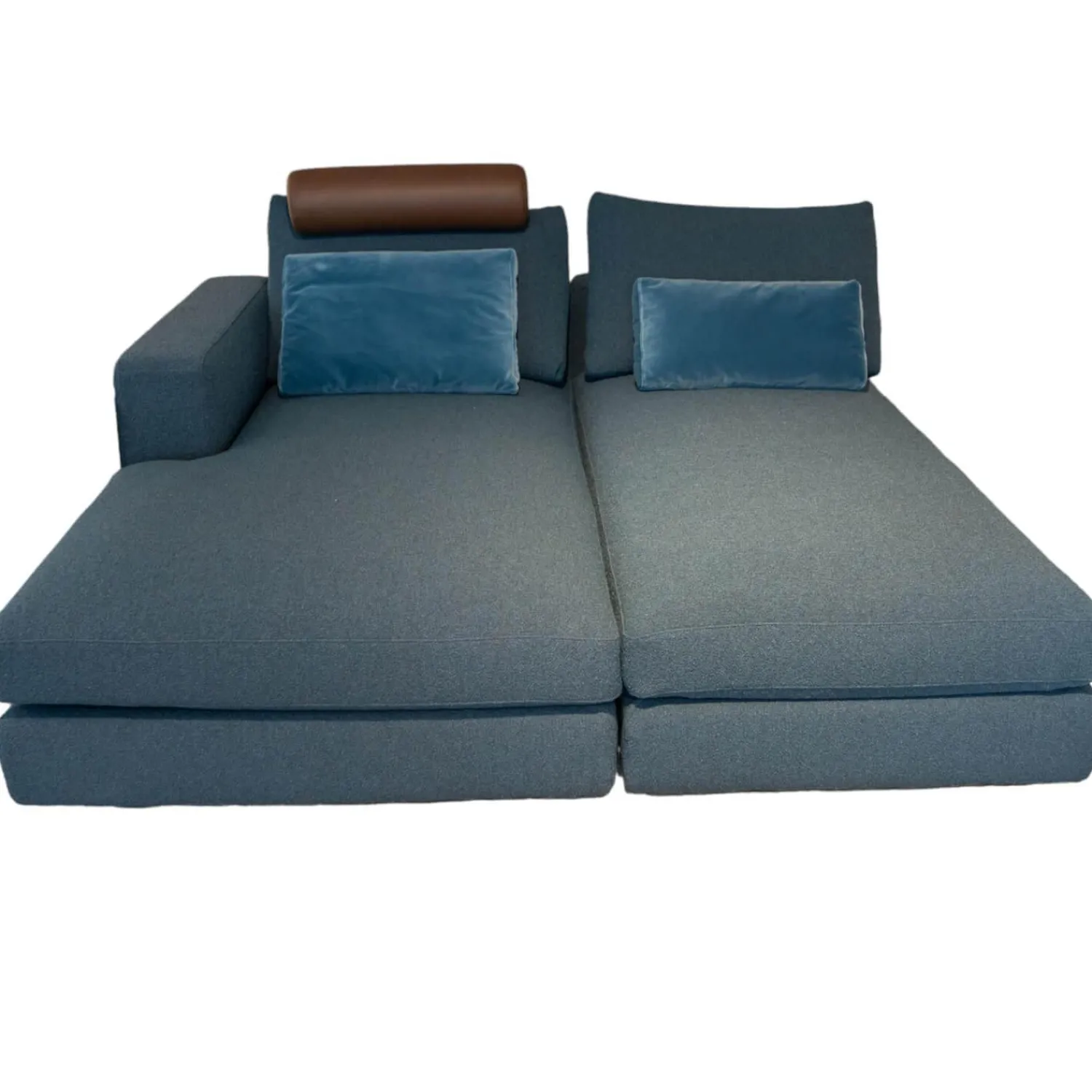 Weibelweibel 2-Sitzer-Sofas|Sofakombination Marlo Stoff Juna Petrolblau U1523J Blau Fuß Schwarz Mit Rückenkissen 903