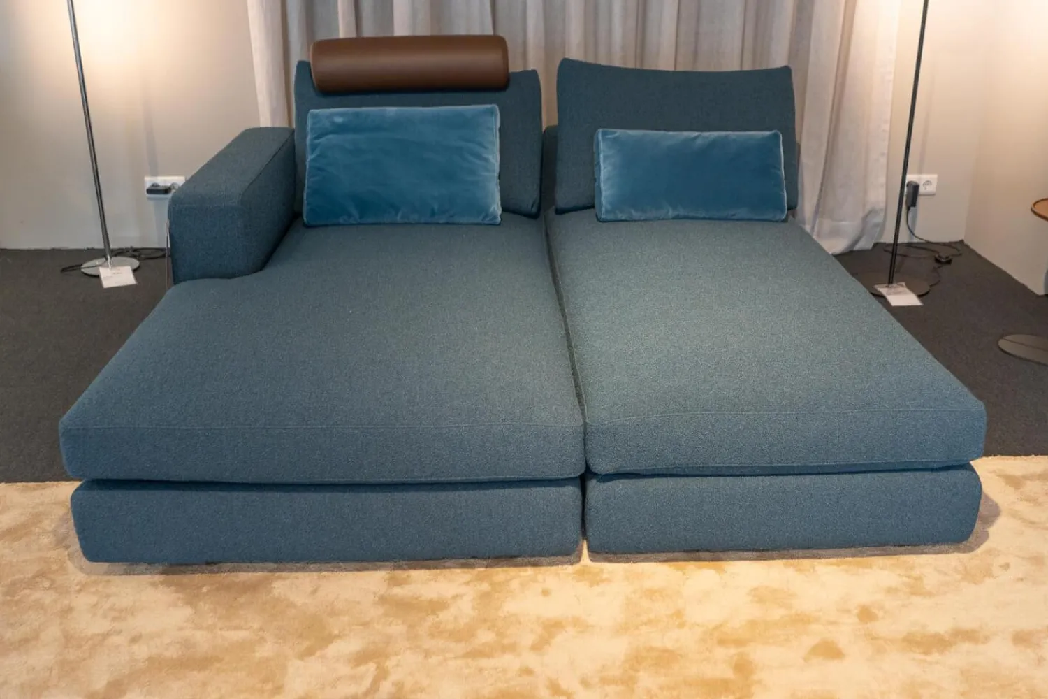 Weibelweibel 2-Sitzer-Sofas|Sofakombination Marlo Stoff Juna Petrolblau U1523J Blau Fuß Schwarz Mit Rückenkissen 903