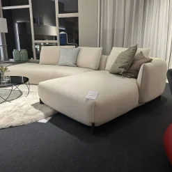 Leolux Ecksofas|Sofakombination Naila Stoff Essential 26 Egret Beige Fuß Eiche Night Matt